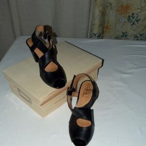 Clarks Black Peep-Toe Heels